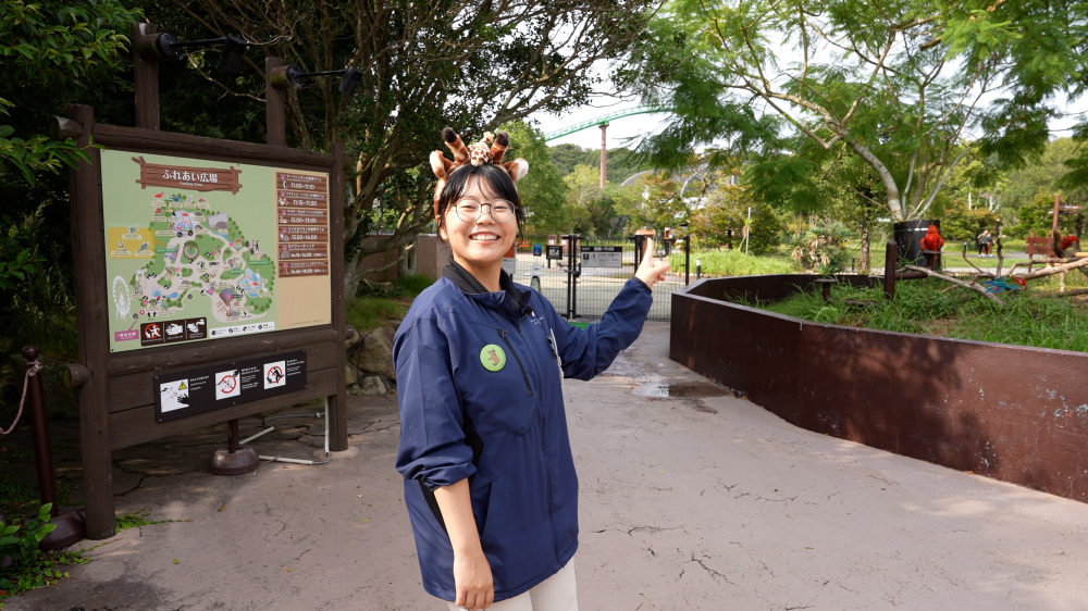 ウサギや鳥たちとも触れ合える「ふれあい広場」。子どもにも人気のスポット。