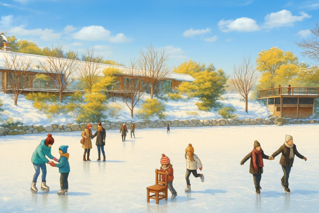 道の駅　四季の郷公園　屋外型アイススケートリンクオープン